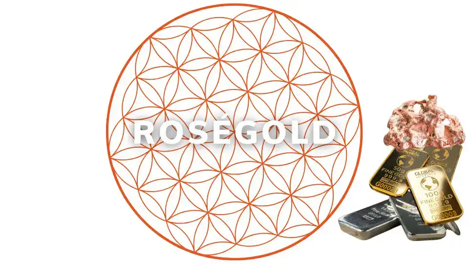 Seltene Rosen-Goldmünzen mit Goldklumpen.