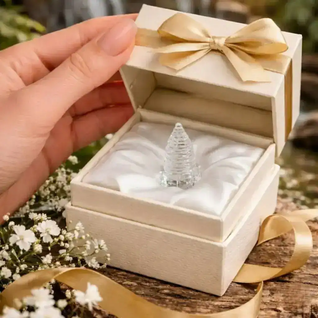 Kleine Geschenkbox mit Kristall-Tree, elegantes Geschenk für besondere Anlässe.